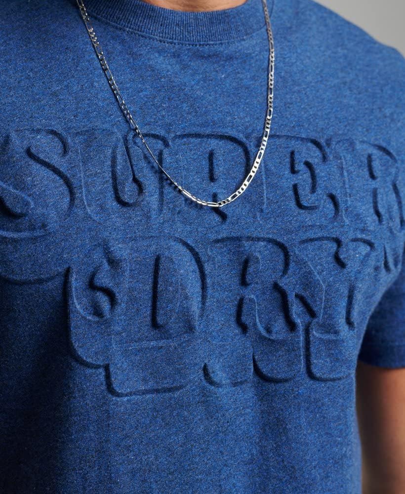 Superdry Herren Bedrucktes T-Shirt Hemd 3XL Leuchtendes Blau Meliert, 3XL Leuchtendes Blau Meliert