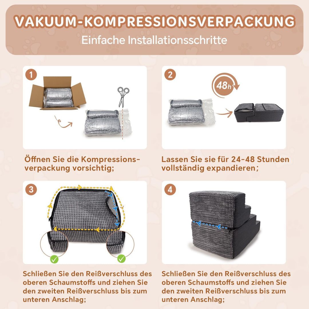 Sytopia Hundetreppe 4 Stufen, 45,7 cm hoch, bis 35 kg, Haustiertreppe für kleine/mittelgrosse Hunde