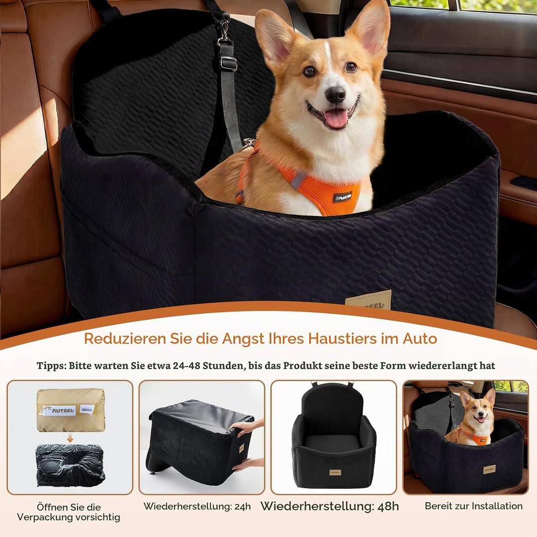 Hunde Autositz für kleine &amp; mittlere Hunde – Wasserfest &amp; waschbarer Hundesitz Auto mit Sicherheitsg