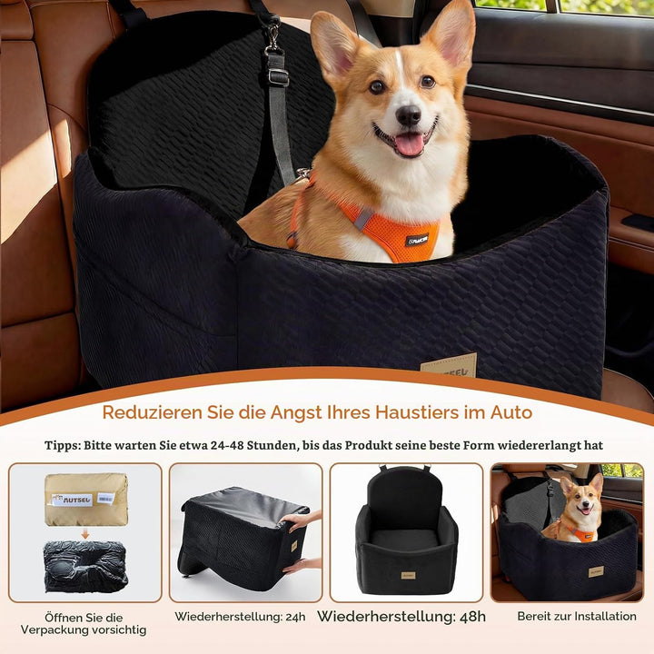 Hunde Autositz für kleine &amp; mittlere Hunde – Wasserfest &amp; waschbarer Hundesitz Auto mit Sicherheitsg