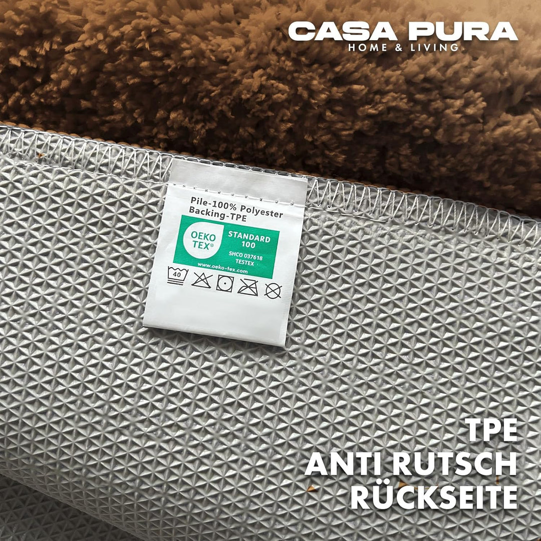casa pura Badematte braun weicher, Flauschiger Badezimmerteppich in Shaggy Optik, Badvorleger rutsch