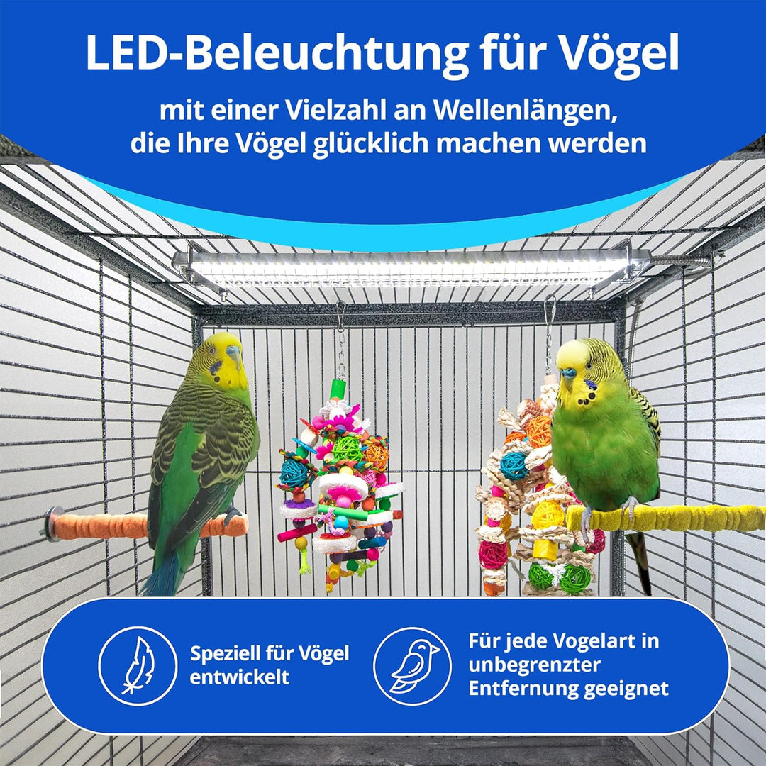 M&M Cage Company HappyBird Vogellampe mit Knabberschutz | Vollspektrum LED Tageslichtlampe für Vögel