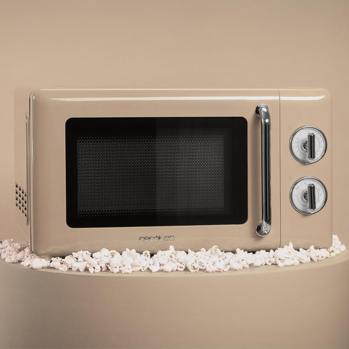 Cecotec Mikrowelle mit Grill Proclean 3110 Retro Beige Mechanische, 700 W in 6 Stufen, Timer bis zu