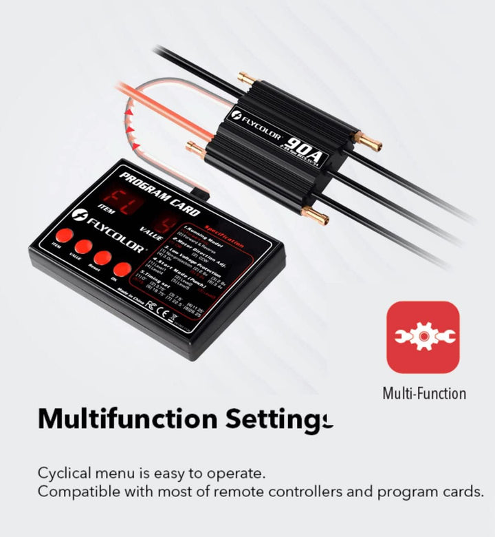 FLYCOLOR 90A Waterproof Brushless ESC Elektronischer Geschwindigkeitsregler mit 5.5V/5A BEC und XT90