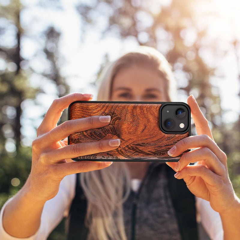 Carveit Handyhülle für iPhone 15 Cover Kompatibel mit Magsafe [Holz und TPU Silikon Hybrid hülle] Ma