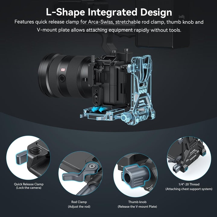 SMALLRIG V-Mount Battery Plate, V-Lock-Akku Mounting Plate mit Schnellwechselplatte für Arca, Brustp