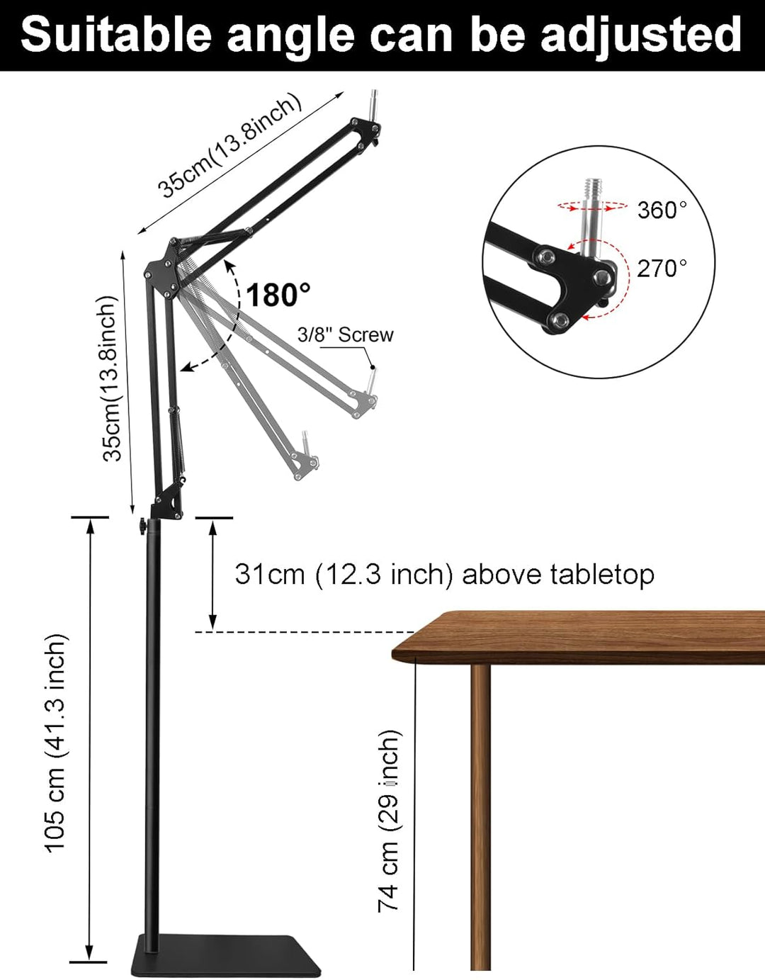 Oimlfus Mikrofonständer Boden, Mikrofon Arm für Blue Yeti, Nano, HyperX QuadCast, Elgato Wave, SM7B