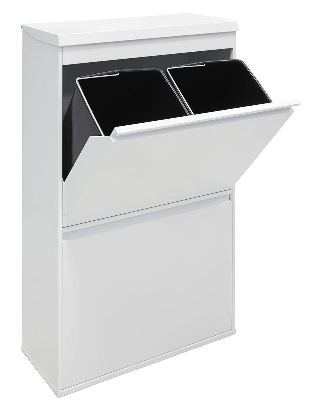 Arregui Top CR621-B Recycling Abfalleimer / Mülleimer aus Stahl mit Aufbewahrungsbox mit Deckel, Mül