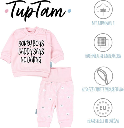 TupTam Baby Mädchen Outfit Langarmshirt mit Print Spruch Babyhose Babykleidung 2teilig 62 Sorry boys