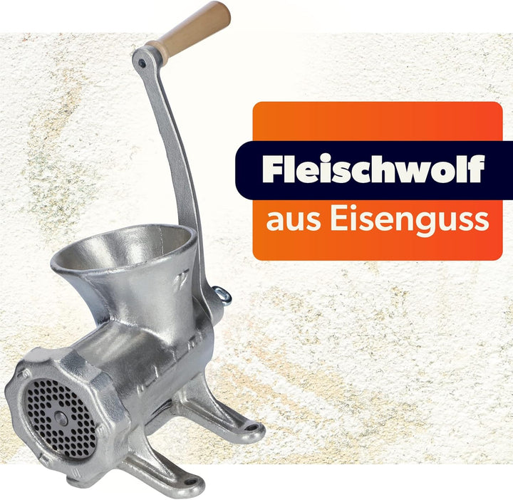 KADAX Fleischwolf aus Eisenguss, 6 Grössen, manuelle Fleischmaschine, Vintage Fleischwolf, verzinkte