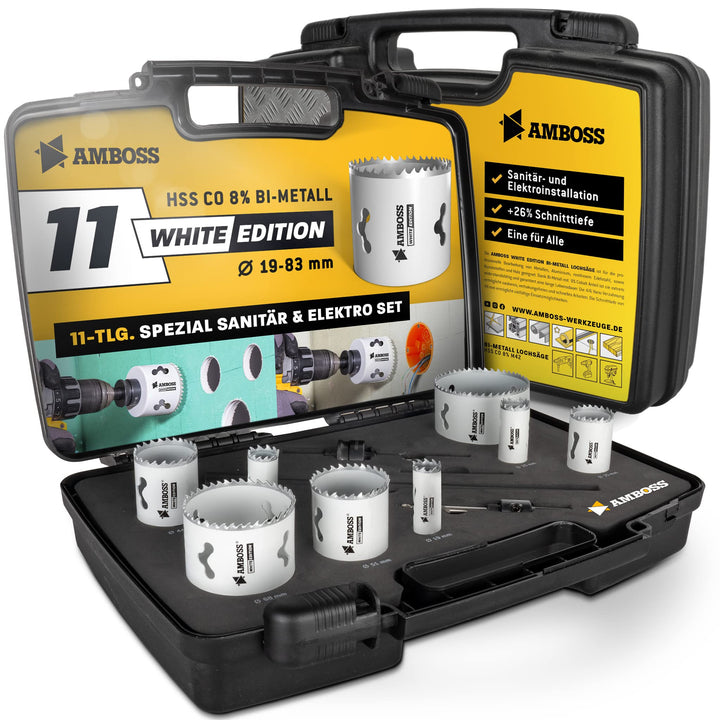 Amboss M 42 Bi-Metall Lochsägen Set Ø 19-83 mm (11-teilig) | Für Aluminium, Stahl, Gipskarton, Holz