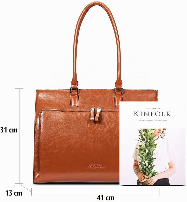 BOSTANTEN Leder Aktentaschen Damen 15.6 Zoll Laptoptaschen Frauen Businesstasche Schultertasche mit
