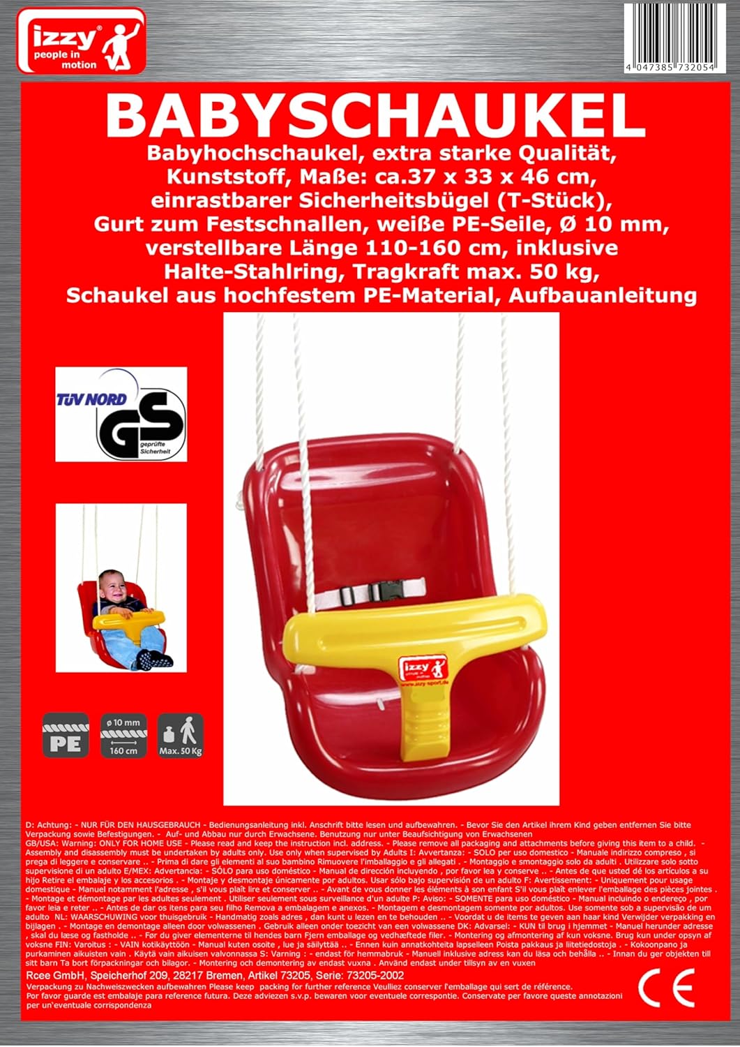 Babyschaukel Indoor Outdoor Garten Babyschaukel Kleinkindschaukel, Max 50kg, für Kinder von 0-36 Mon