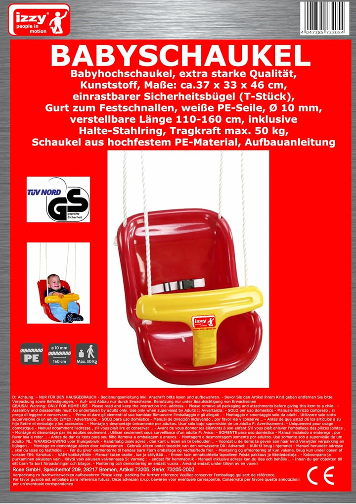Babyschaukel Indoor Outdoor Garten Babyschaukel Kleinkindschaukel, Max 50kg, für Kinder von 0-36 Mon