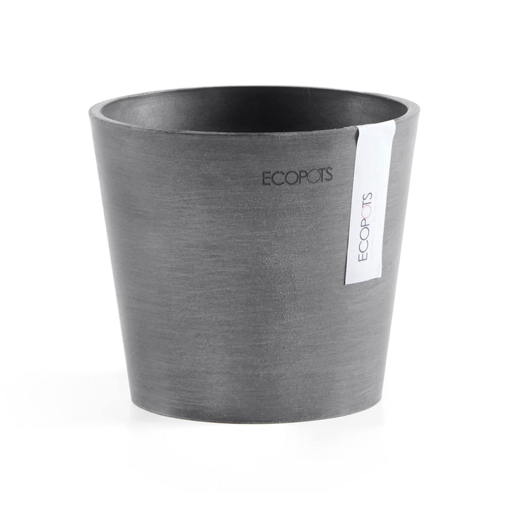 Ecopots Blumentopf Amsterdam Hell Grau - Durchmesser Ø 13 cm rund klein - Pflanzentopf aus Recycling