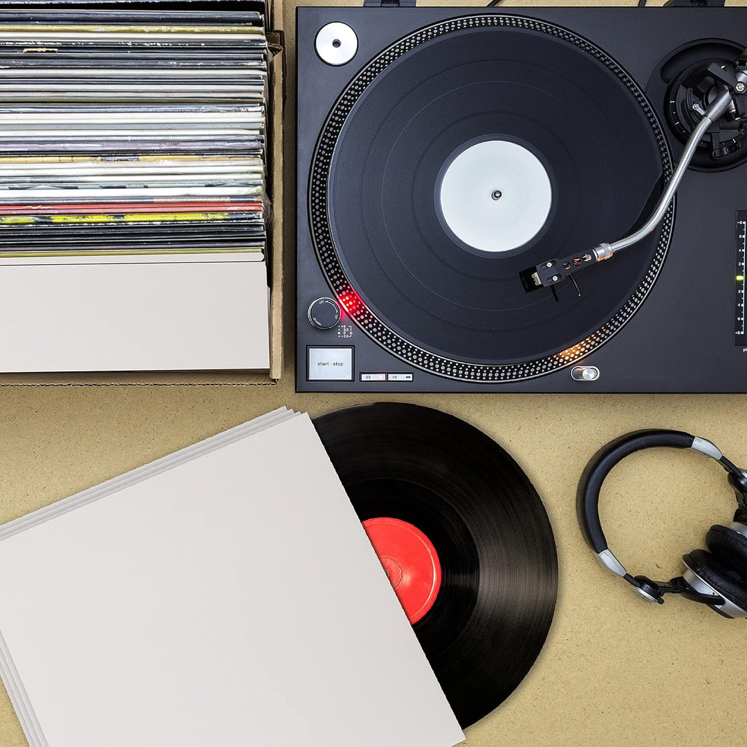 Belle Vous Weisse Schallplatten Hüllen Vinyl Hüllen 12 Zoll (25 Stk) – LP Hüllen 31x31cm – LP Schutz