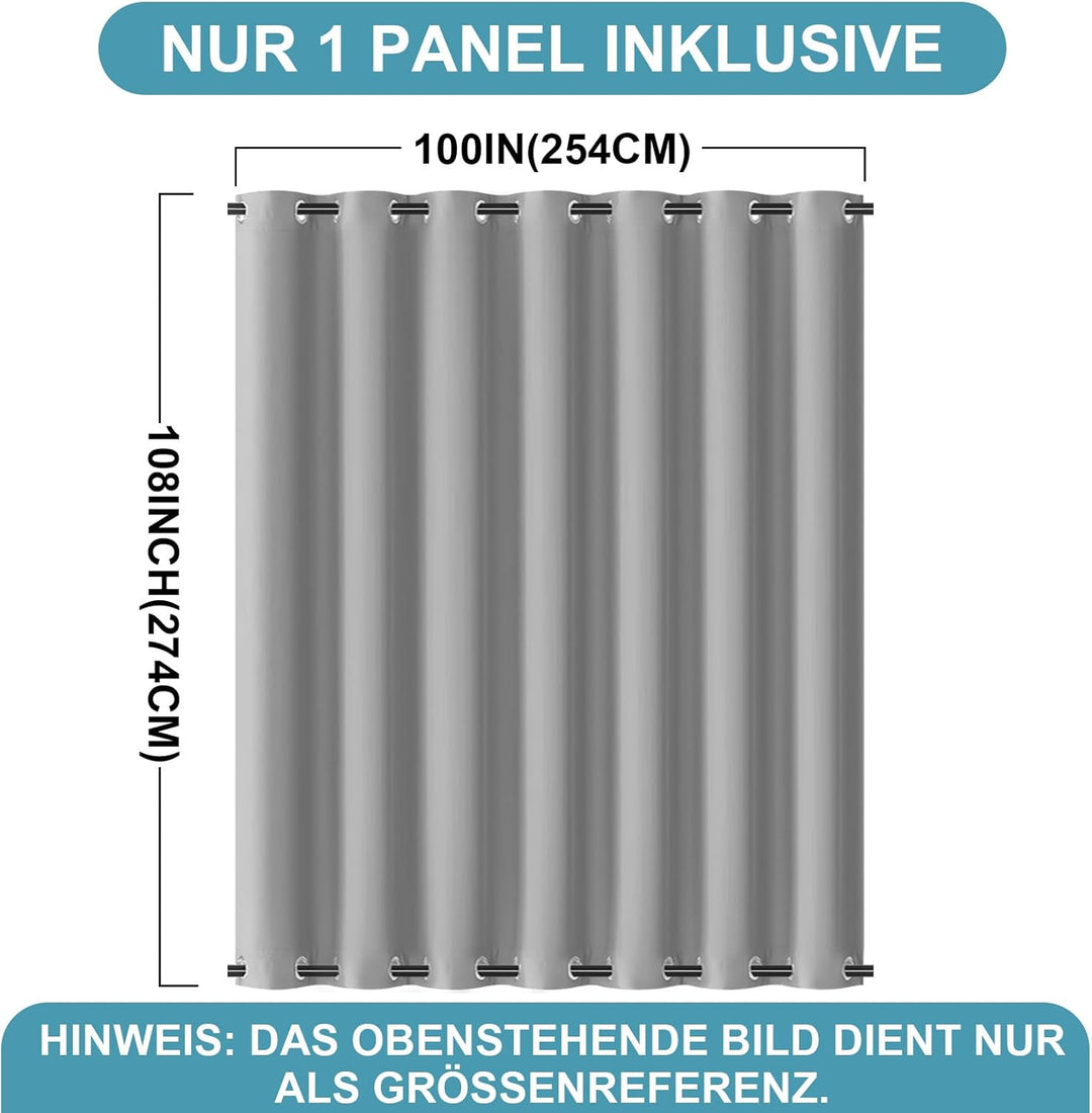 Lapalife Outdoor Vorhang Wasserdichter extra breit Oben und unten mit Ösen,B254XH274cm Wetterfest Ou