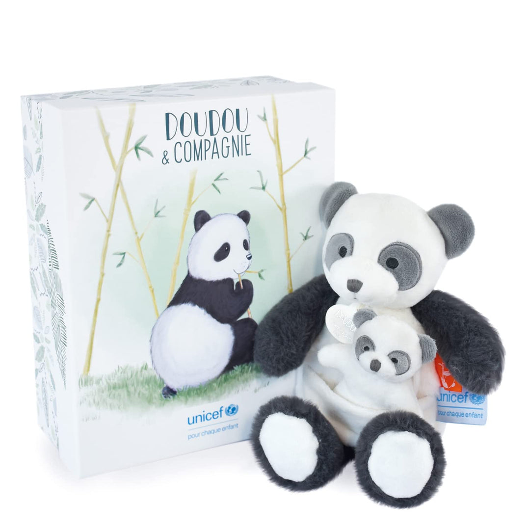 Doudou et Compagnie – Plüsch-Panda mit Baby, 25 cm – Beige – Schöne Geschenkbox – Baby & Moi – Unice
