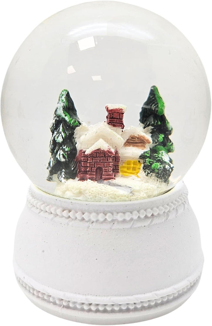 3 süsse Mini-Schneekugeln Winter und Weihnacht | Durchmesser 45mm - Sockel weiss Nostalgie | 20264ab