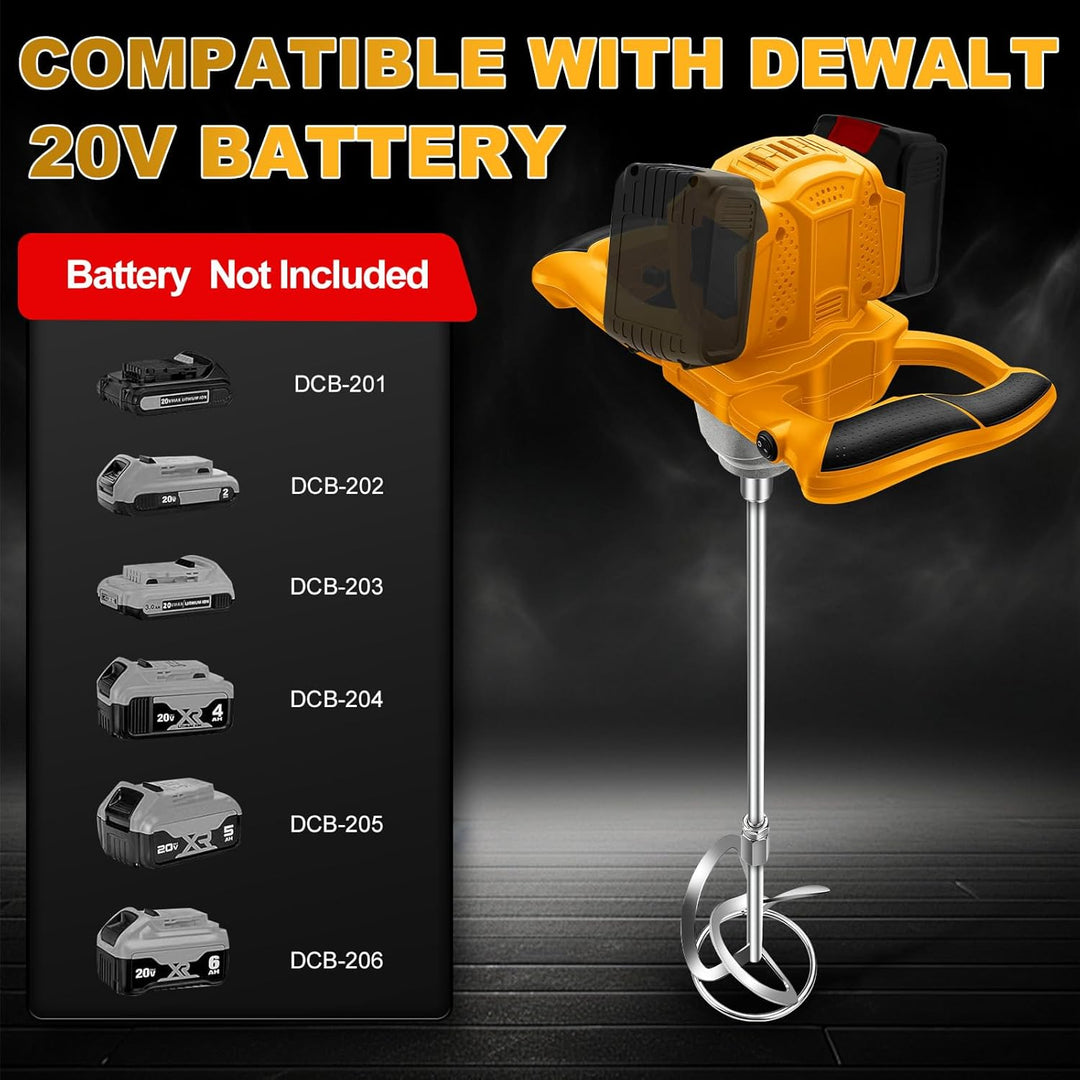 Akku Farbmörtelrührer Kompatibel mit Dewalt 20V Batterie, Brushless Rührwerk Zementmischer 6-Gang-Ge