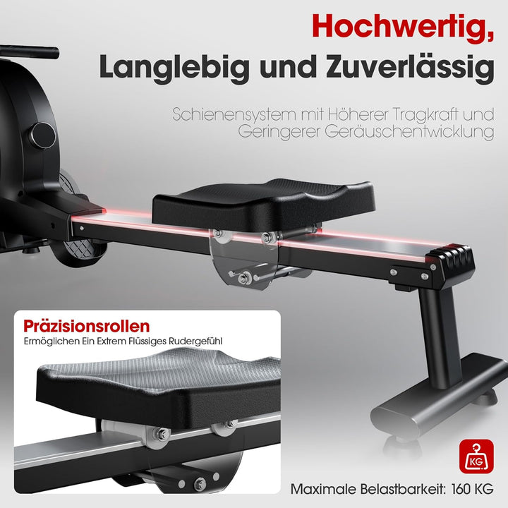 Wenoker Rudergerät für Zuhause, Magnetisches Rudergerät mit APP & LCD-Display, 32 Widerstandsstufen,