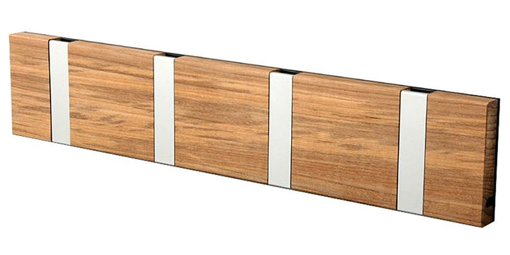 LoCa Garderobe Knax 4 Teak (geölt) (Haken klappbar Alu) Garderoben-Leiste Kleiderhaken Flur modern G