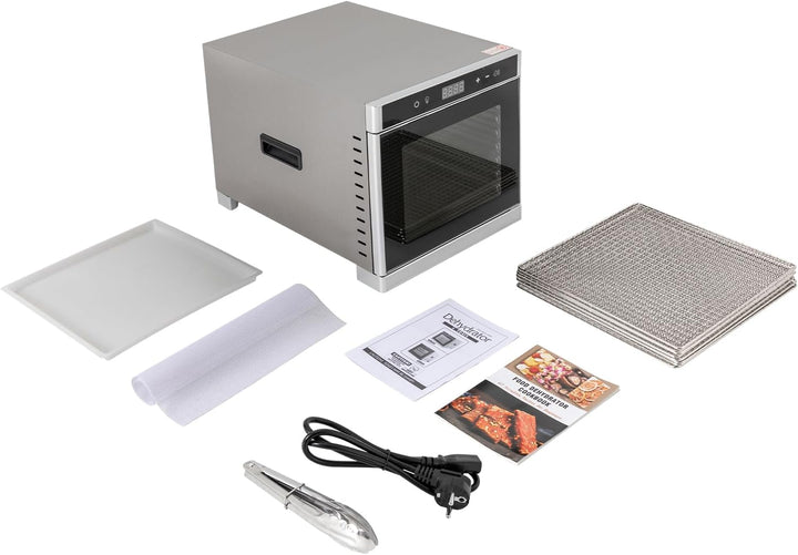 Dörrautomat Edelstahl Dörrgerät mit Timer, 8 Tabletts und Lebensmittelklammer Dörrapparat 700W 35-75