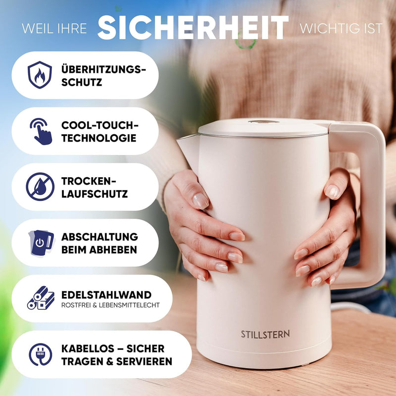 Stillstern Wasserkocher mit Temperatureinstellung [1,7L | 40-55-70-85-100°C], 12 Std. Warmhalten, Pr