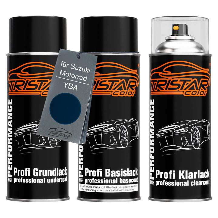 TRISTARcolor Motorradlack Spraydosen Set für Suzuki Motorrad YBA Dark Blue Perl Grundlack Basislack