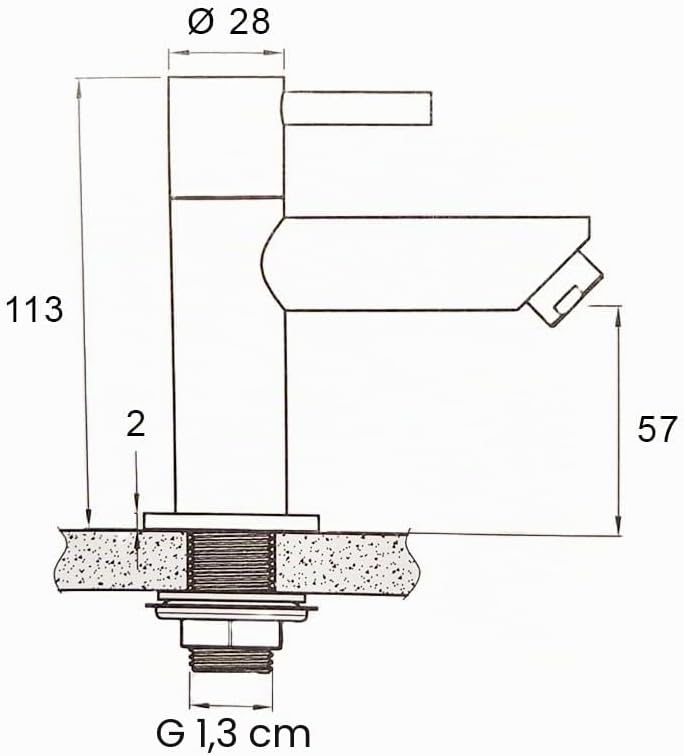 Aloni Kaltwasserhahn Gäste WC, Schwarz | Einhebelmischer, Messing, Einlochmontage, Ohne Warmwasser,