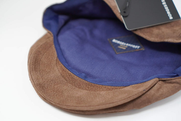 Borges & Scott The Tanner - Flat Cap aus Leder - Kappe mit weichem Schweinslederfutter XS Erde Braun