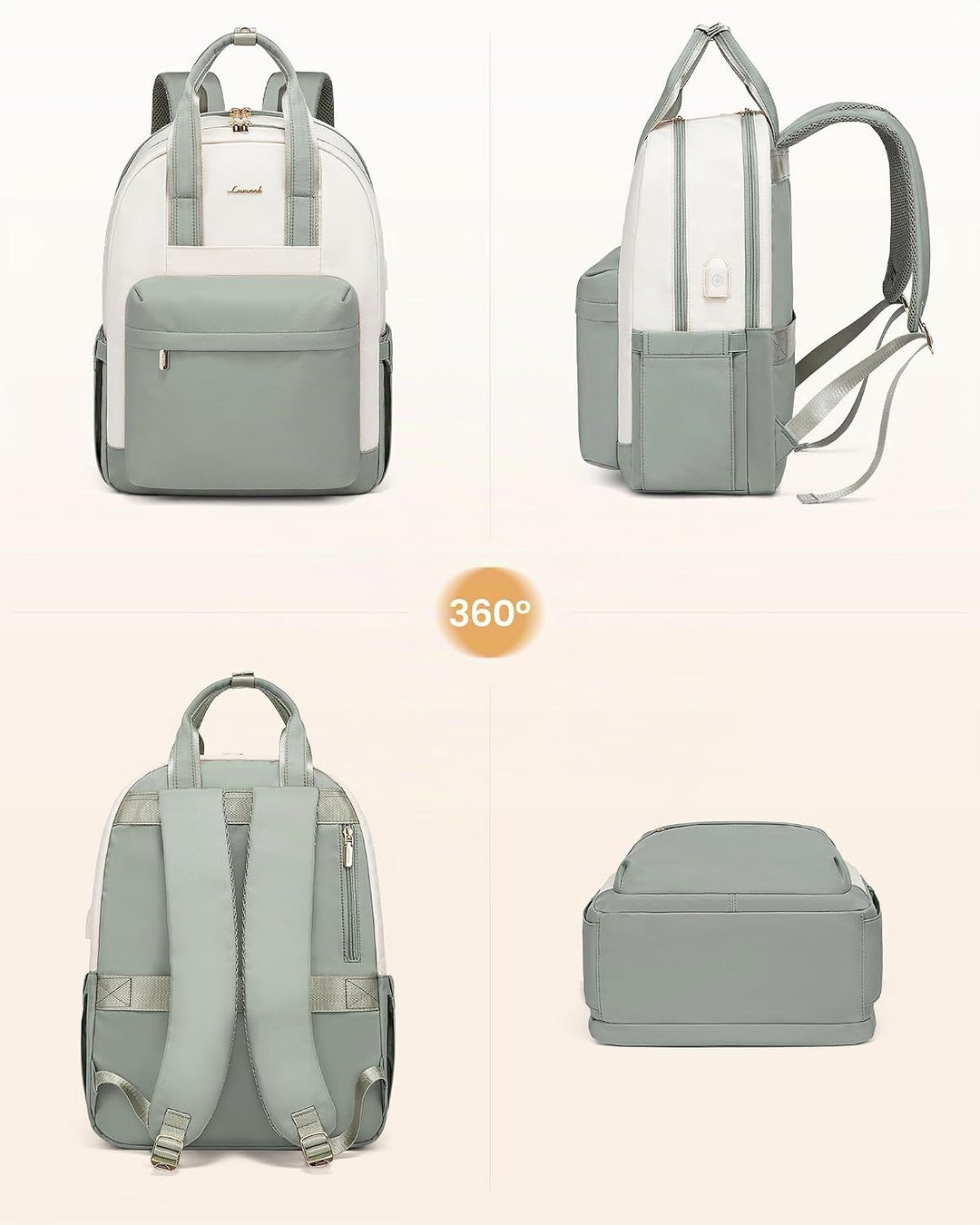 LOVEVOOK Rucksack Damen Gross, 17,3 Zoll Laptop Schultasche Mädchen mit Laptopfach, Wasserdicht Reis