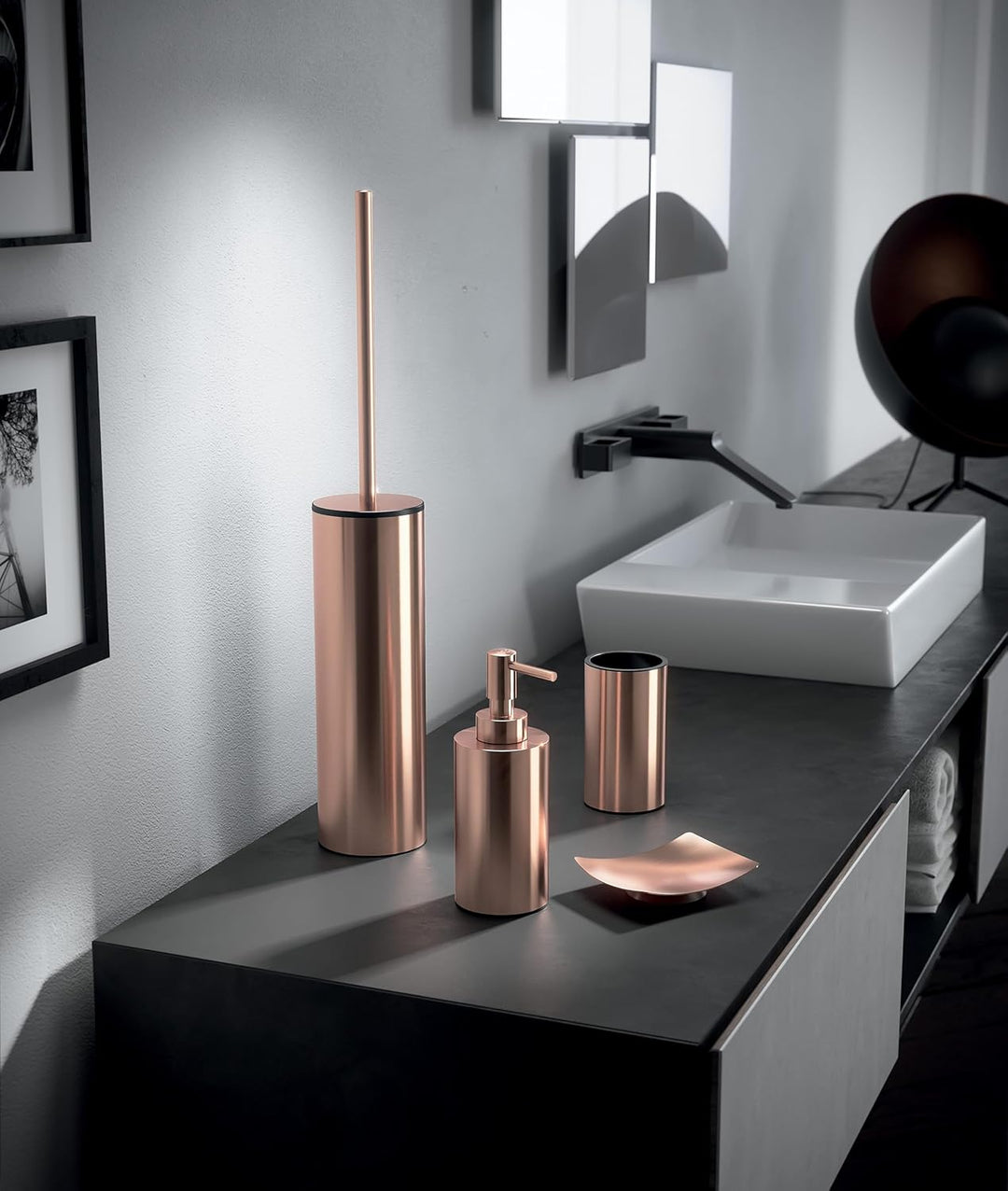 4 STÜCK KUPFERFARBENES Badezimmer-ABLAGE-ZUBEHÖR-Set | Copper