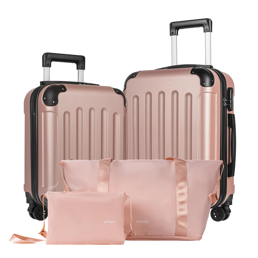 Reisekoffer Set 4-teilig, Trolley Kofferset mit 1 Reisetasche, 1 Kulturbeutel, Rollkoffer Handgepäck