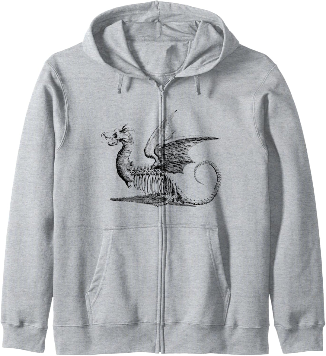 Drachen Skelett Vintage Illustration Black Graphics Fantasy Kapuzenjacke