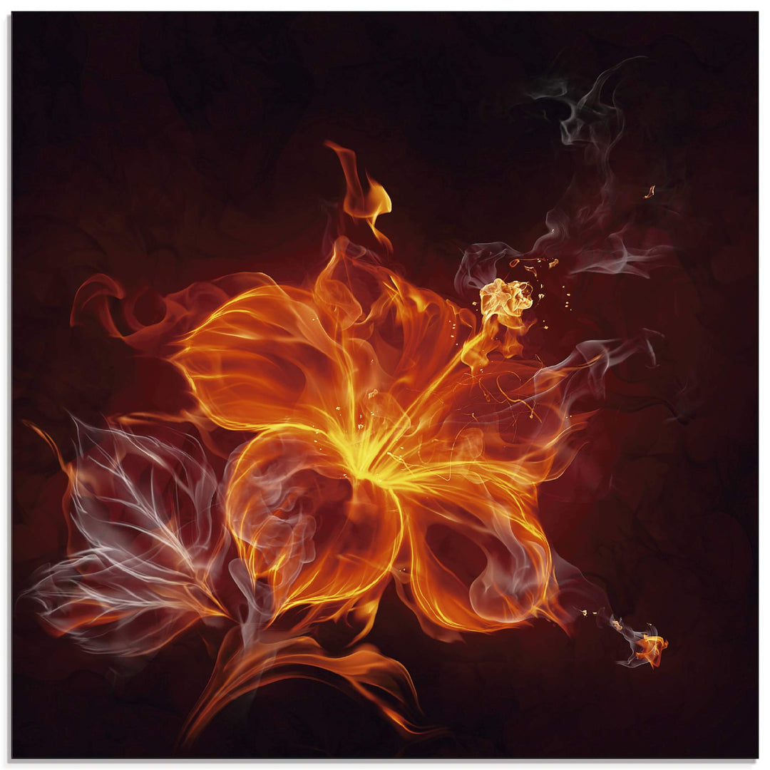 ARTland Glasbilder Wandbild Glas Bild einteilig 40x40 cm Quadratisch Blumen Feuerblume Feuer Flammen