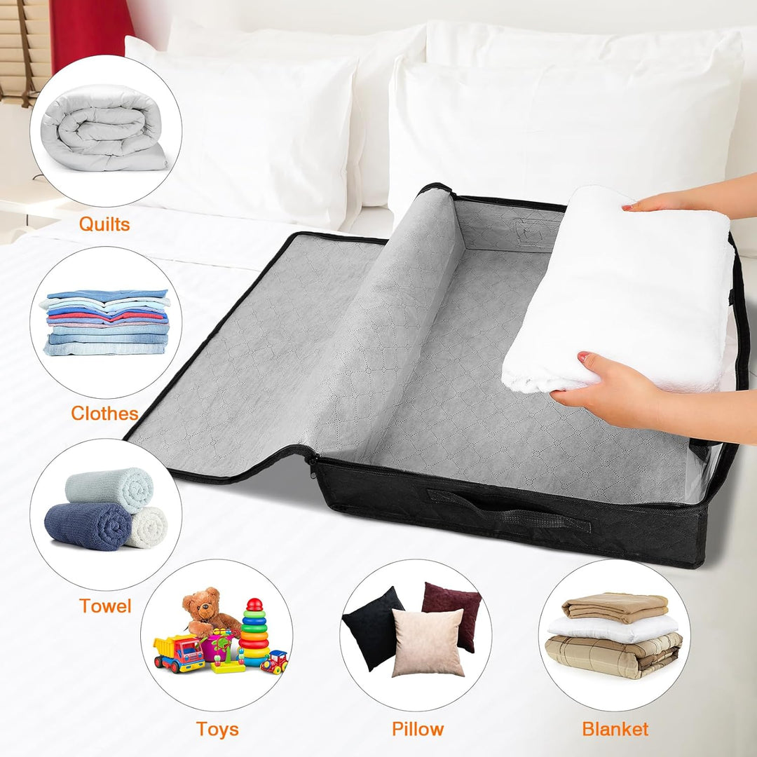 AiQInu Unterbett Aufbewahrungsbox,4 Stück Unterbettkommode mit Sichtfenster und 4 Haltegriffen 60x 4