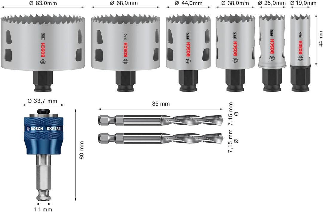 Bosch 9x PRO Multi Material Power Change Plus Lochsäge-Set – Transparentes Etui (für Weichholz, Troc