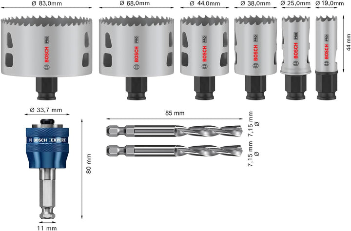 Bosch 9x PRO Multi Material Power Change Plus Lochsäge-Set – Transparentes Etui (für Weichholz, Troc