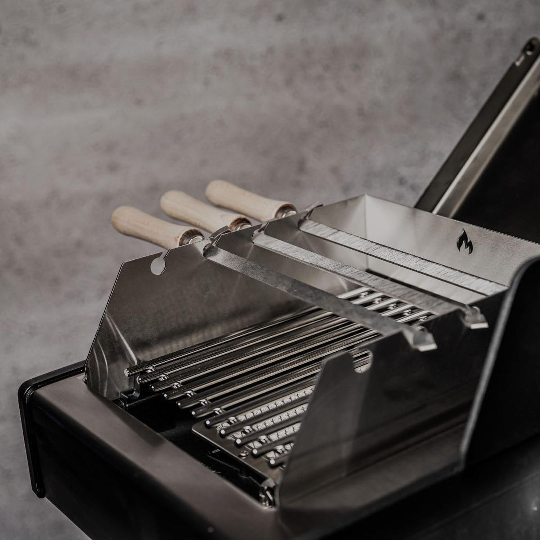 Grillrost.com Das Original Edelstahl Windschutz und Spiesshalter | für alle Broil King Imperial/Rega