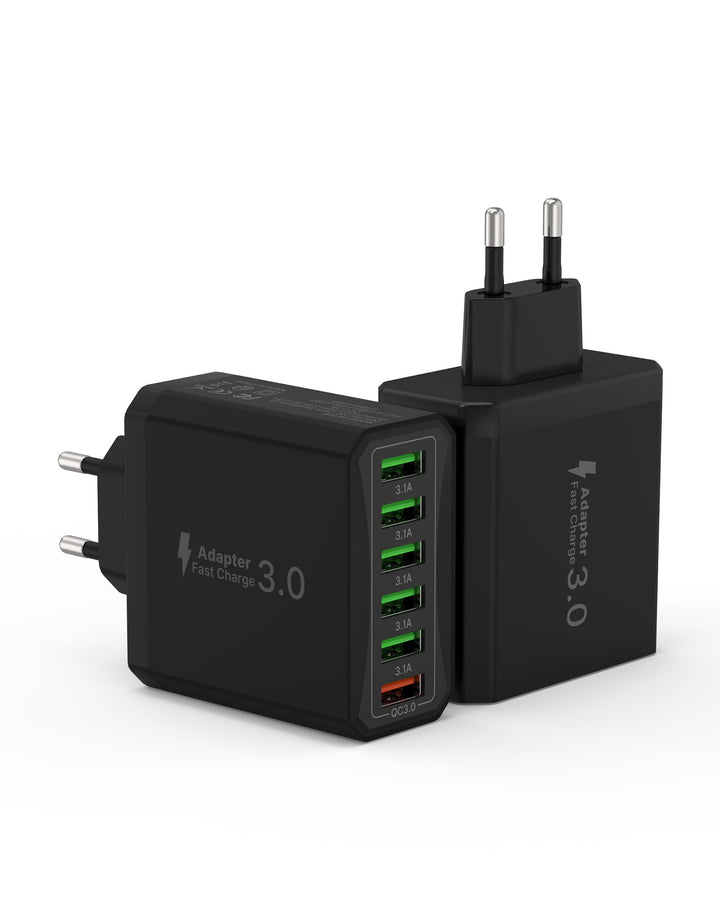 USB Ladegerät 2er-Pack, 6-Ports Schnellladegerät Mehrfach 33W USB Netzteil mit QC 3.0 und USB 3.1A,