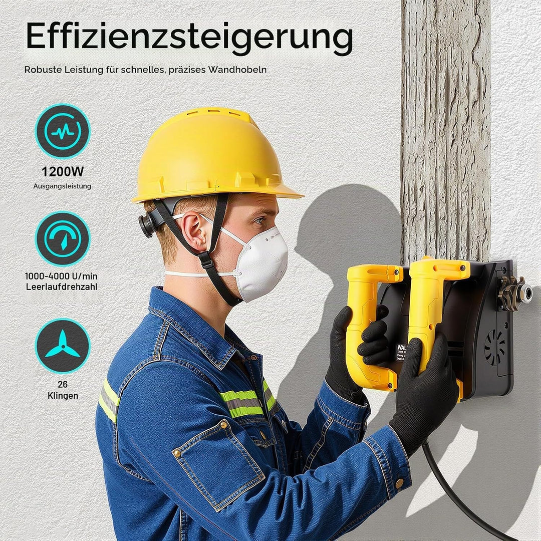 Betonfräse, Sanierungsfräse Elektrische, 220V│1200W│1000-4000r/min, Betonschleifer mit Vakuumsystem,
