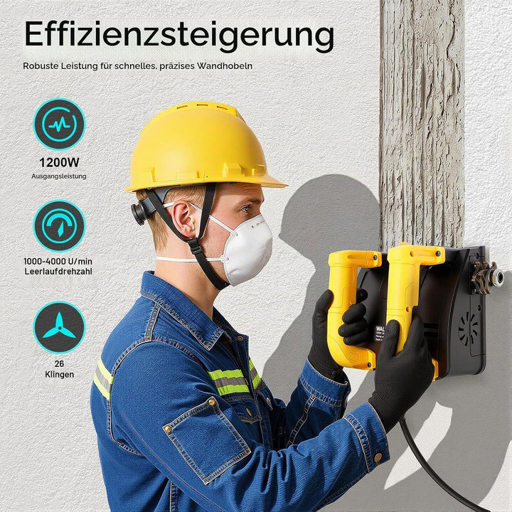 Betonfräse, Sanierungsfräse Elektrische, 220V│1200W│1000-4000r/min, Betonschleifer mit Vakuumsystem,
