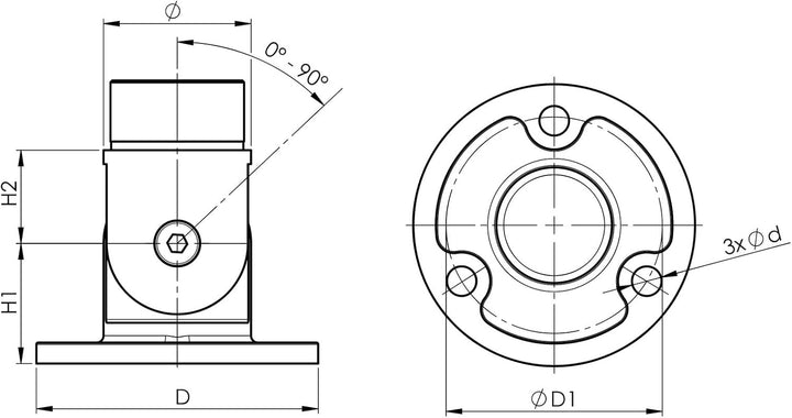 Wandflansch Edelstahl Rohr 42,4 x 2,0 mm einstellbar 0-90 Grad Flansch Edelstahlrohr Steckfitting Wa