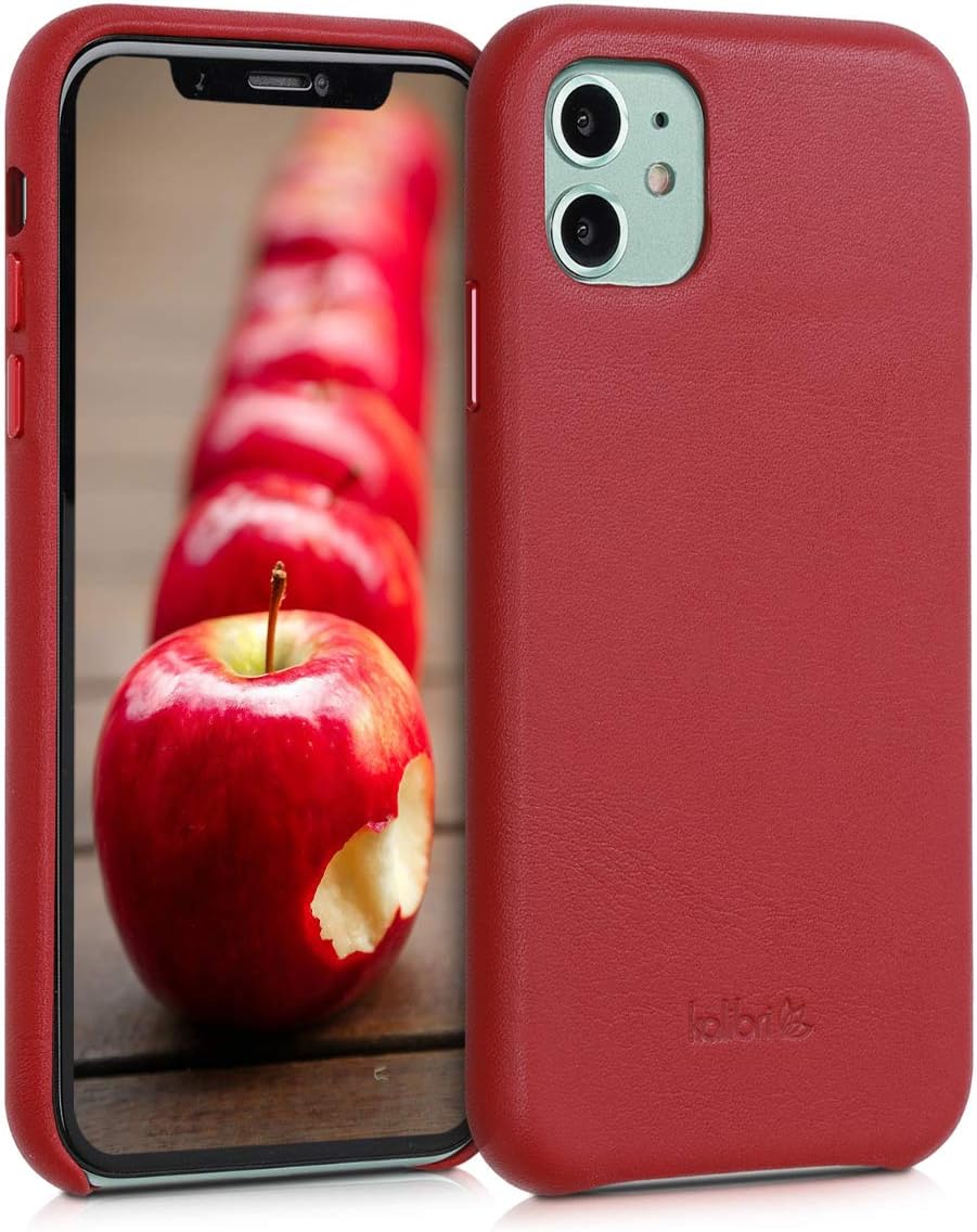 kalibri Schutzhülle kompatibel mit Apple iPhone 11 - Hülle Leder - Hardcover Handy Cover Case Rot, R