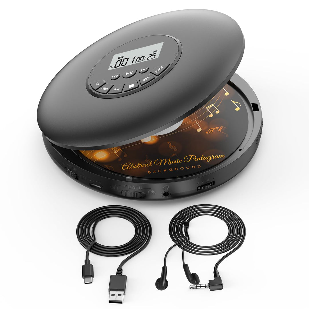 Arafuna Tragbarer CD Player-Compact Discman CD Player-Persönlicher Musik-Player mit CD-R, CD-RW Wied