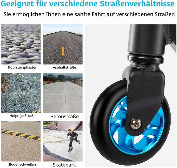 100mm Scooter Rollen Ersatzräder, 2 Stück 88A Stunt Scooter Rollen mit ABEC-9 Lager aus Aluminiumleg