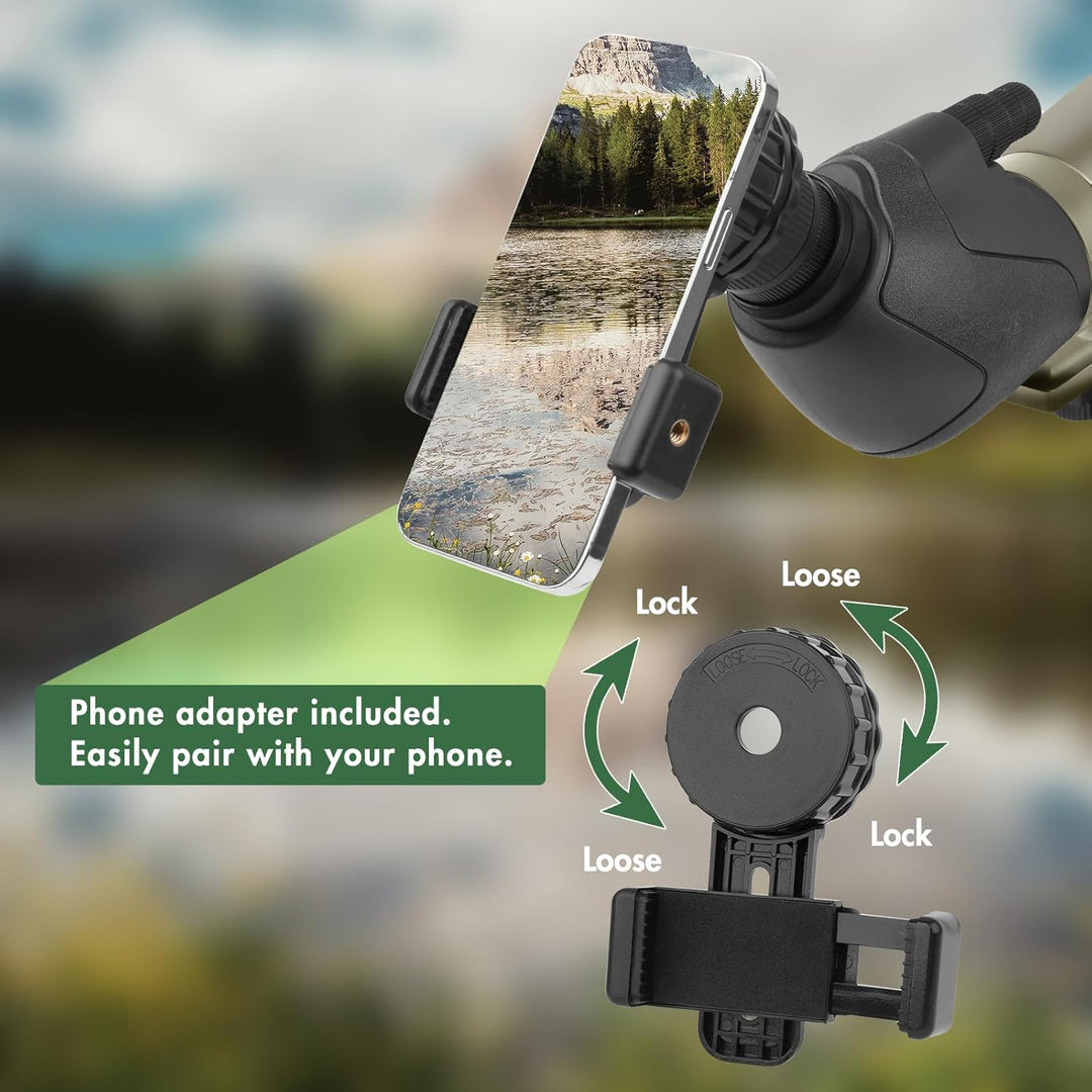 25-75X70 Spektiv für Zielschiessen - HD Spektiv mit Stativ Tragetasche & Smartphone Halterung - BAK4