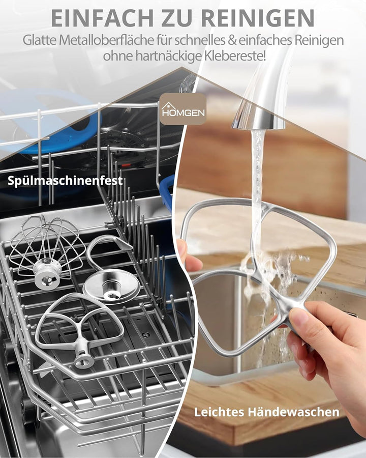 HOMGEN 3 stück Mixeraufsätze für KitchenAid Standmixer 4.5-5 QT – Edelstahl Kitchenaid Mixer-Zubehör