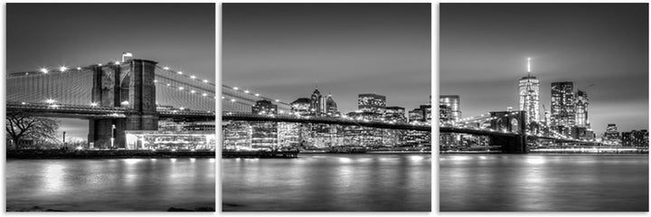 Feeby Bilder 3 Teile Brooklyn Bridge New York 180x60 cm Wohnzimmer Schlafzimmer Büro Flur Küche Mode